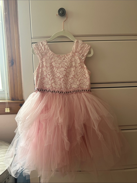 David Charles Other - Girls Pink Lace Bodice Tulle Party Dress with Beaded Waist
